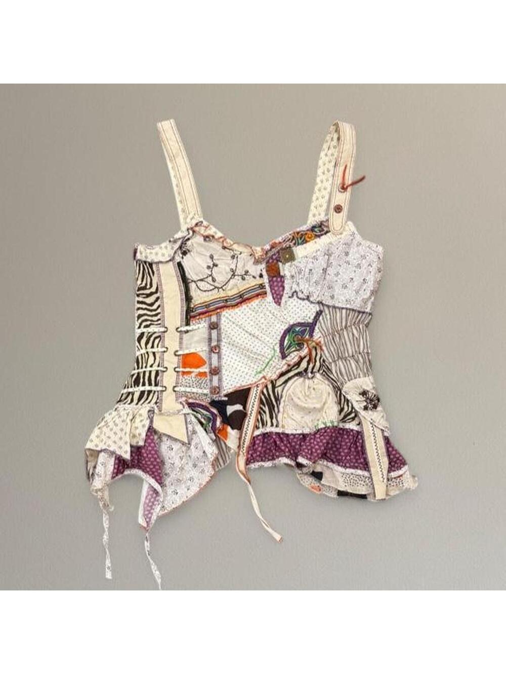 Euro patchwork asymmetrical tank top from Juju & Christine. Size M.
